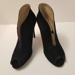 Adrienne Vittadini Black Suede Peep Toe Heel Bootie size 8